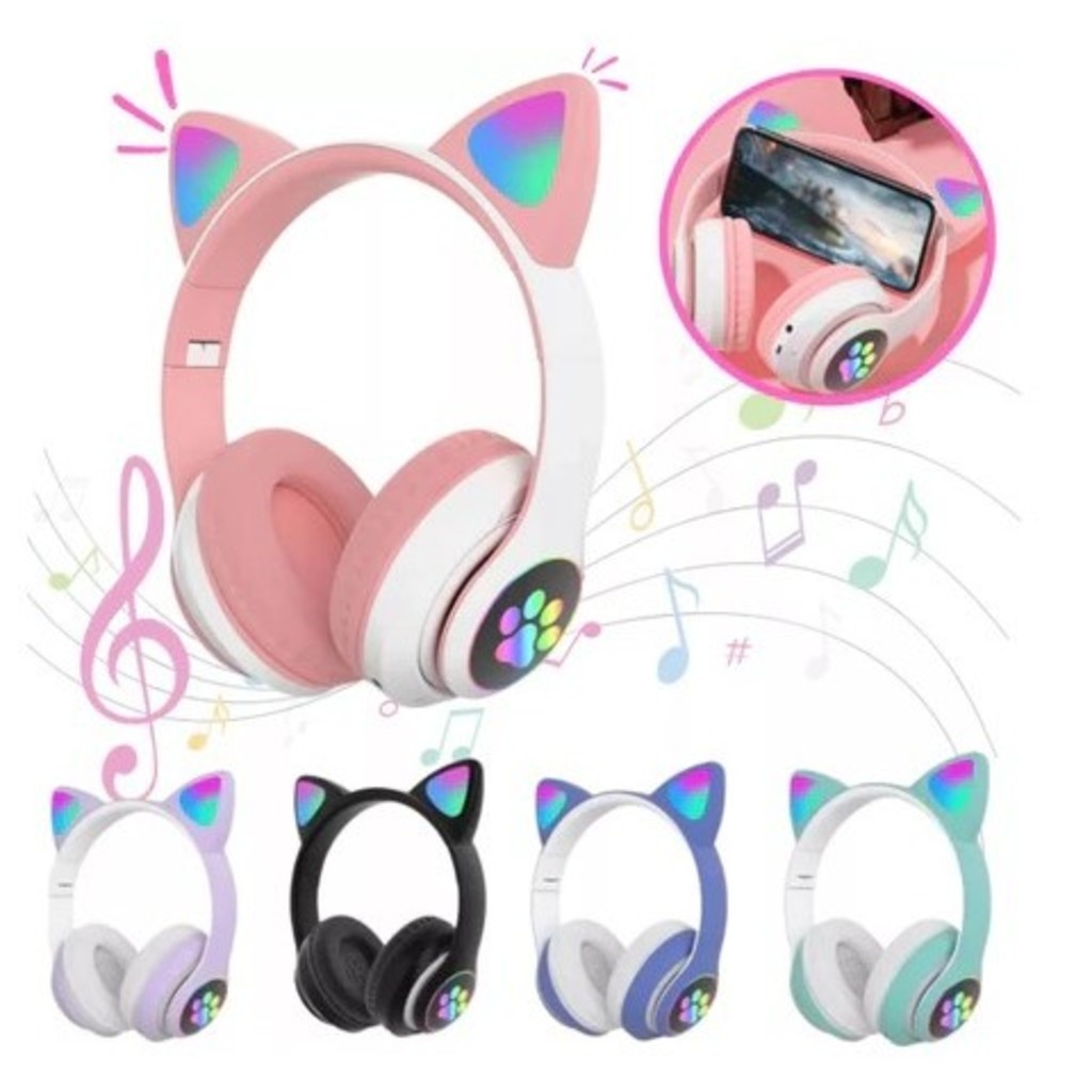 fone gato Fone De Ouvido carinha Sem Fio Bluetooth Com Orelhas De Gato