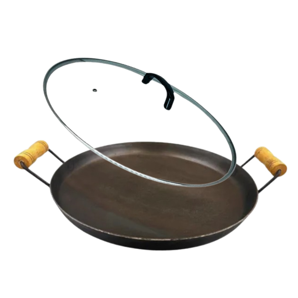 Disco De Arado 40cm Tacho Borda Alta Grande Aço C/ Tampa de Vidro