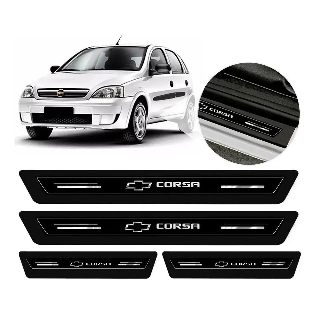 Jogo De Soleira Proteção Porta Chevrolet Corsa 2000 A 2009