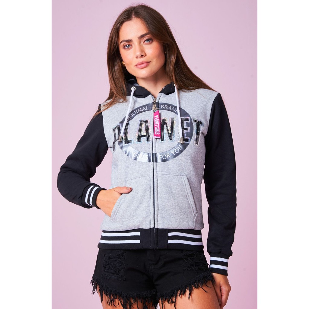 Moletom Dupla Face Original Brand em Paetê Planet Girls Cinza Claro - Women Clothes