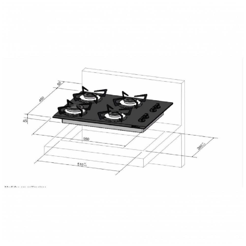 Detalhes do Cooktop Fischer 4 Bocas Preto Bivolt 1519-5713