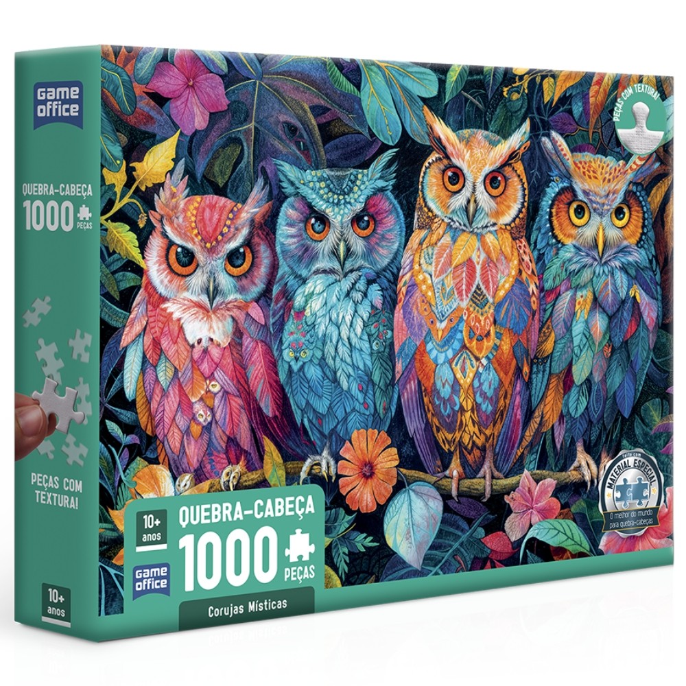 QUEBRA CABEÇA CORUJAS MÍSTICAS 1000 PEÇAS TOYSTER PUZZLE COLORIDA FLORESTA FLORES IA BICHOS ANIMAL em Oferta na Shopee