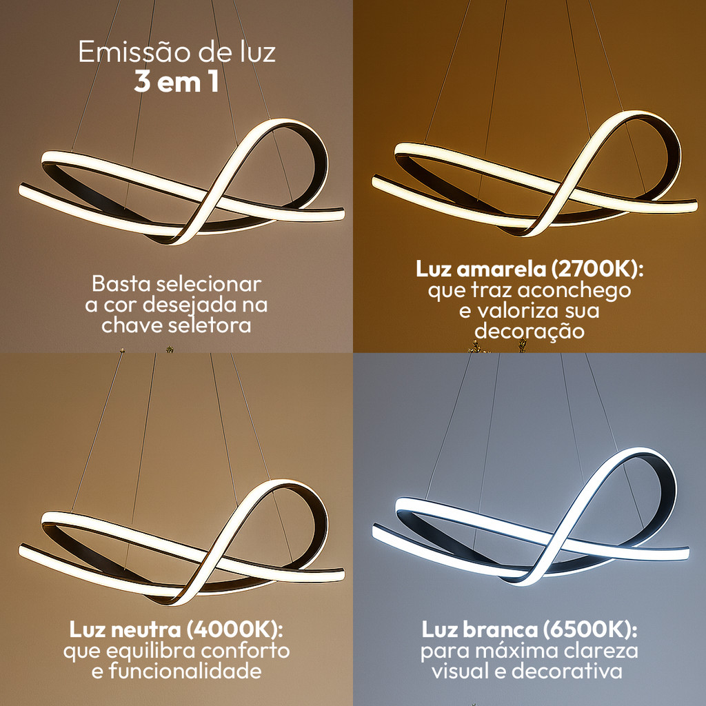 Luminaria Pendente Led Iris 36w Com Seleção de temperatura Quente/Neutro/Frio Preto Cod: ALUT001622 Alut By Avant · foto 2
