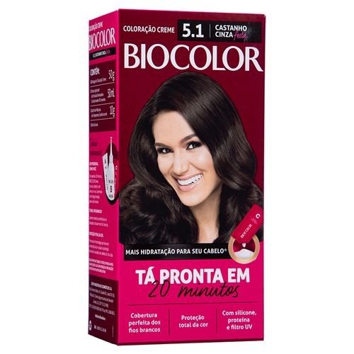 Tintura de Cabelo Biocolor Castanho Cinza Festa 5.1 em Oferta na Shopee