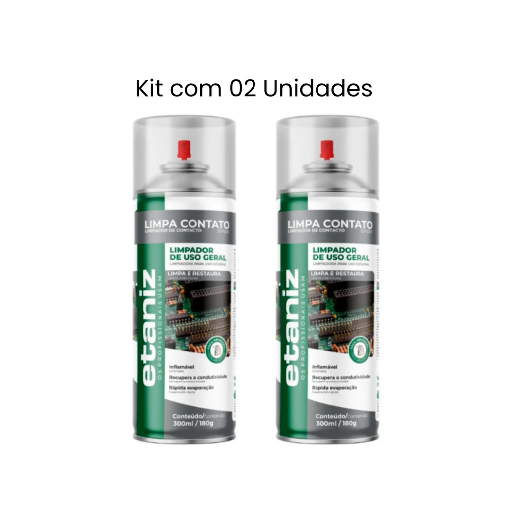 Kit Limpa Contato Eletronico Em Geral Limpador 300Ml 180G 02 PCS