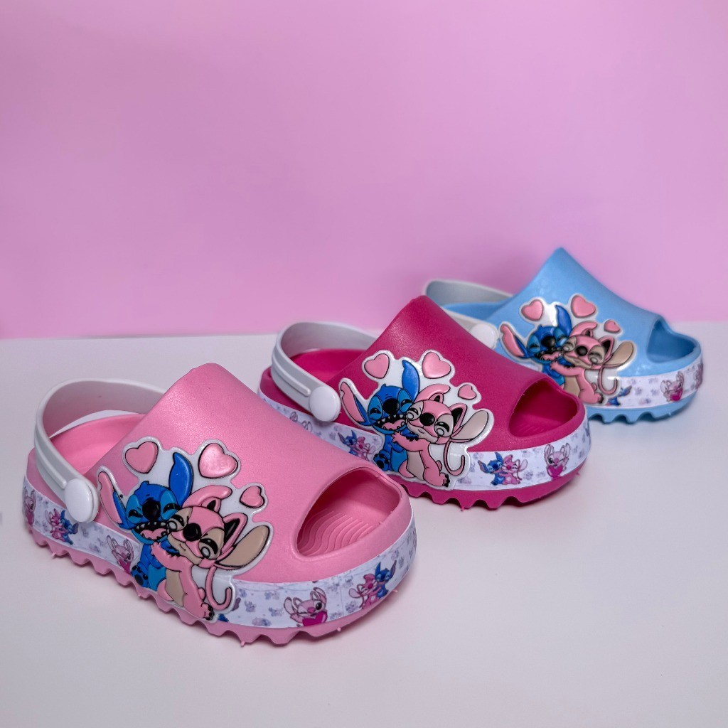Sandália Babuche Stitch Menina Slide Papete Baby Confortável Criança Personagem Lillo & Stitch
