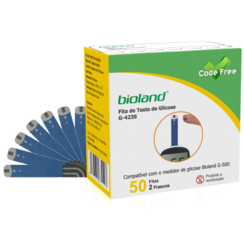 Fita Tira Teste De Glicose Glicemia G-423s Bioland C/50 Un em Oferta na Shopee