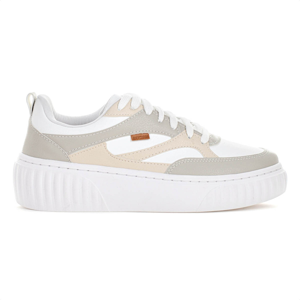 Tênis Anacapri Luna Branco Bege e Cinza - Feminino