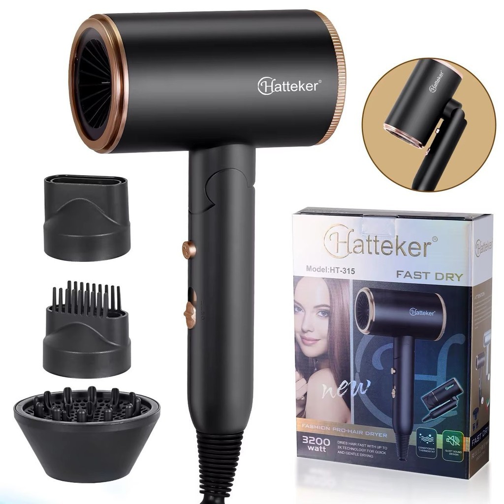 Secador Quente Potente 3200W Profissional Dobrável Íon Turmalina + Jato Frio | 2 Velocidades | Potente e Silencioso