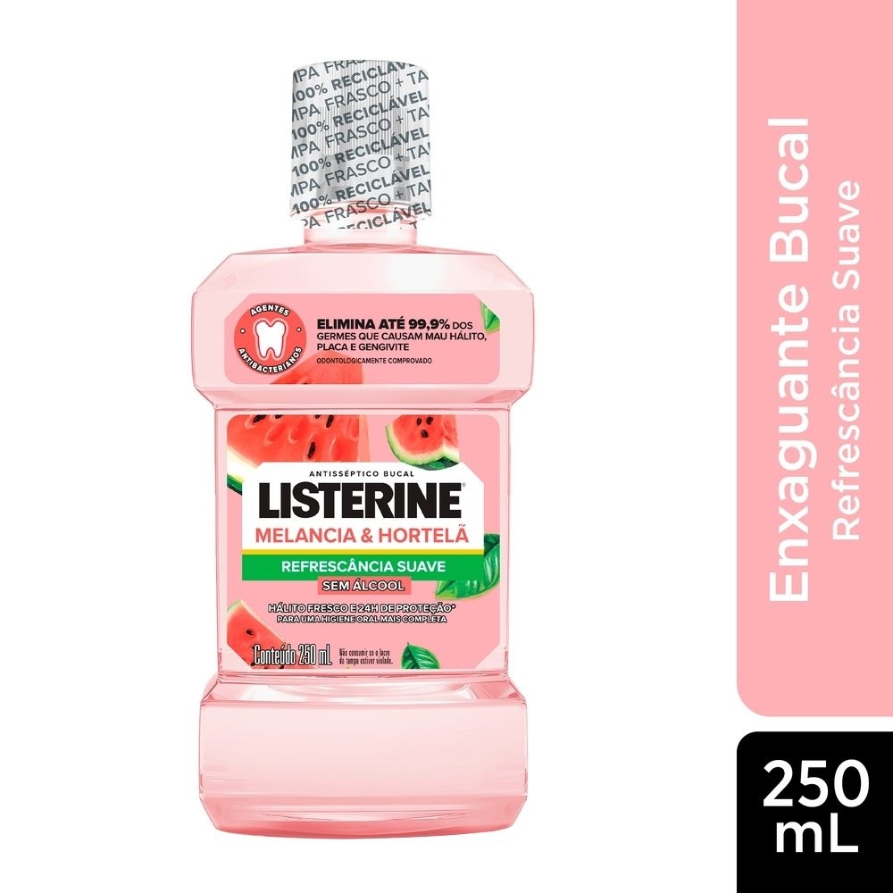 Enxaguante Bucal Listerine, Melancia e Hortelã sem Álcool 250ml