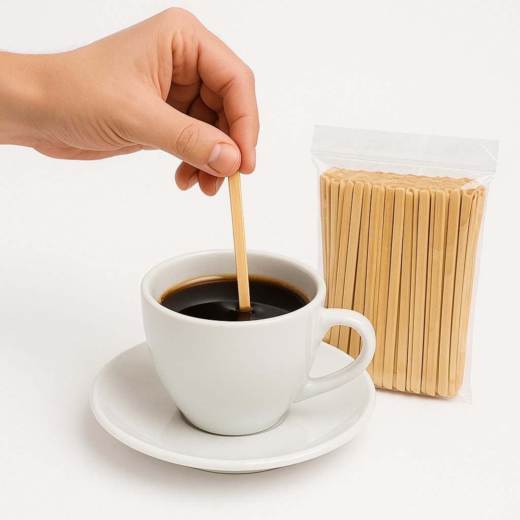 5.000und Palito Mexedor de Café Sustentável Kit Bambu 11cm