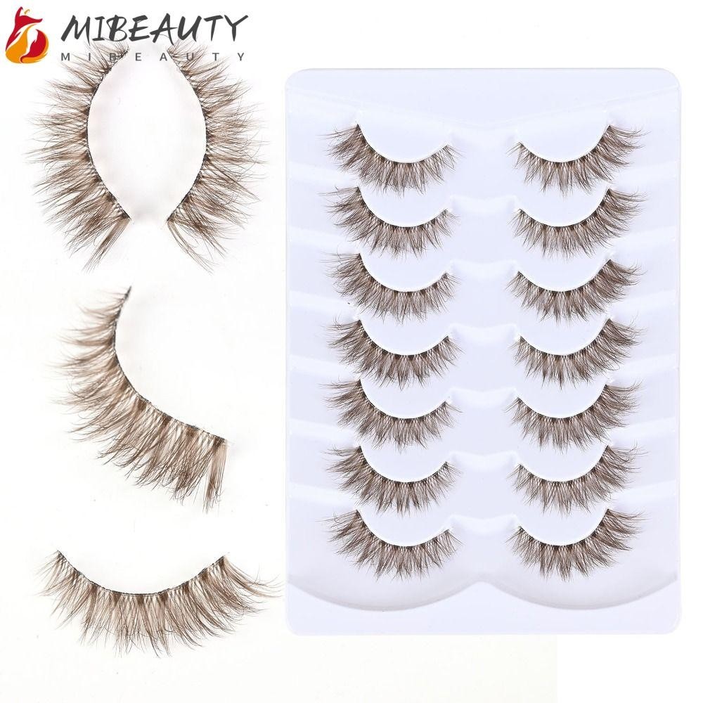 MIBEAUTY Pestanas Marrons , Faux Mink C Curl Short Brown Eyelashes Feitas À Mão Volume Natural Look Eye Lashes Extensão De