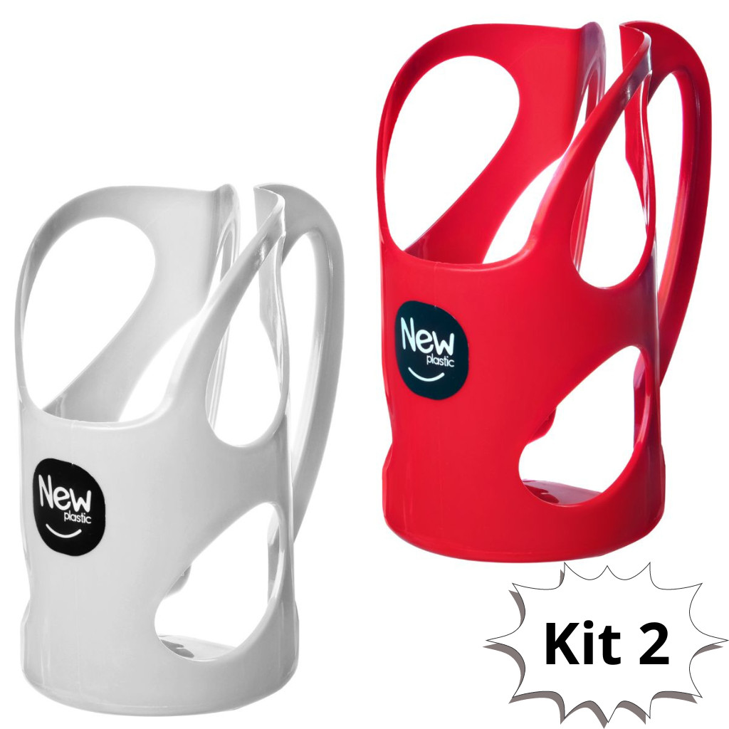 Kit 2 Suporte Porta Lata Garrafa Óleo de Cozinha 12,8 x 8,8 x 15,5 cm Porta-Oleo Redondo Cores Variadas New Plastic