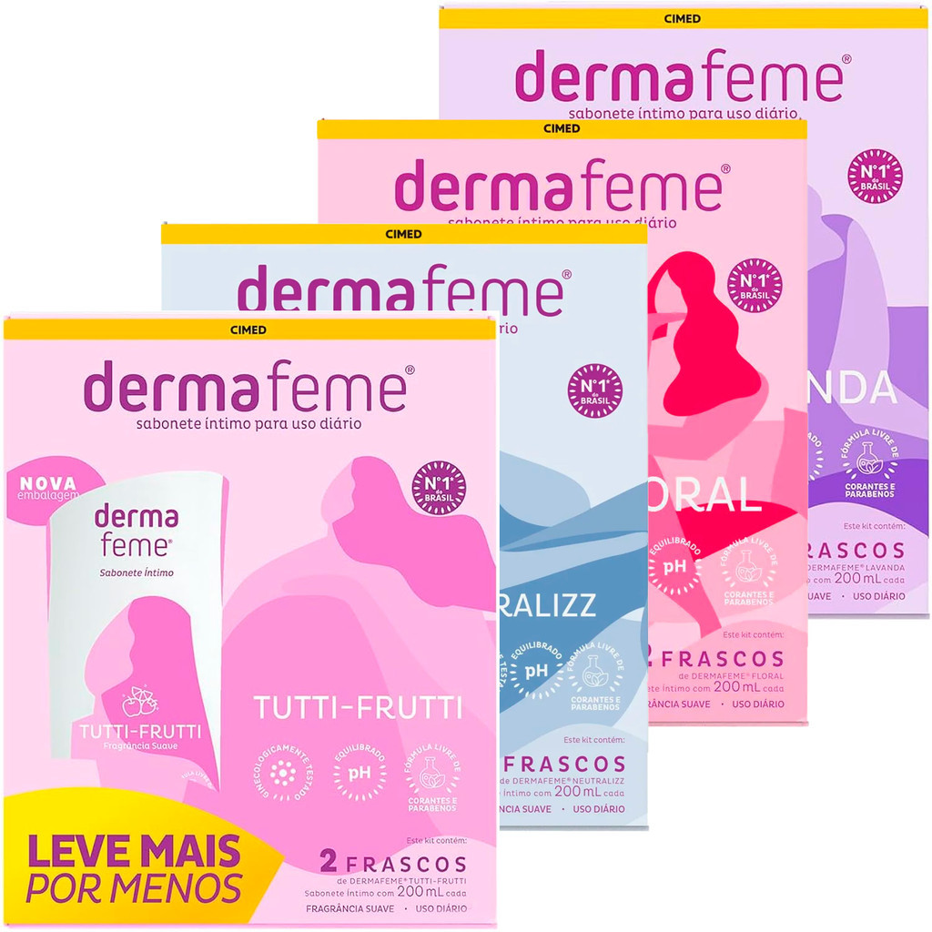 Sabonete Intimo Dermafeme Kit 2 Unidades 200ml Cada Equilibra pH Sensacao Frescor 24h em Oferta na Shopee