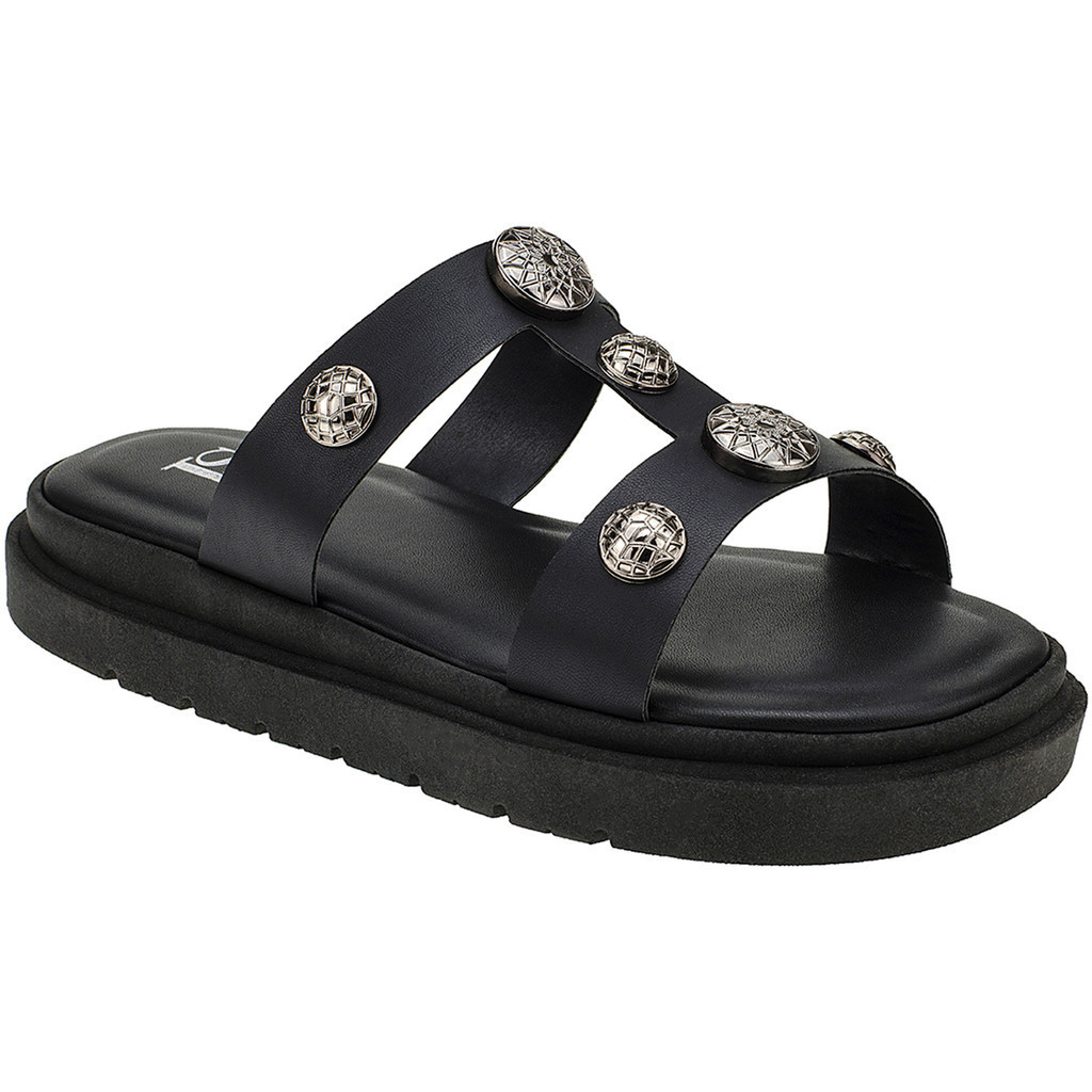 Sandália Papete Flatform Enfeite Rebite Moderno Confortável Macia 1530 - Women Shoes