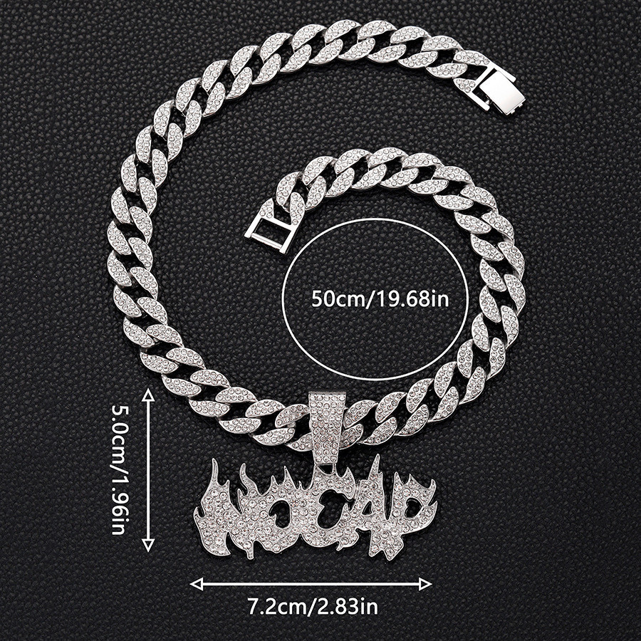 [Same model for stars] Popular trend letter NO CAP pendant hip-hop chain necklace Fashion trend rap men's necklace tough street coolness