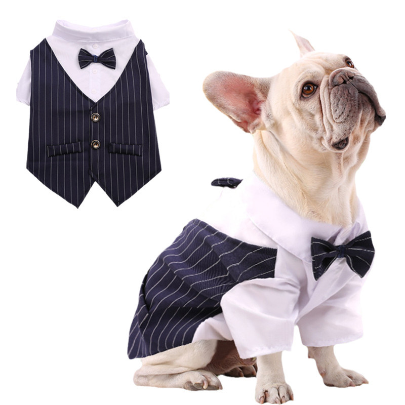 Bonitão Bulldog Francês Pet Weeding Suit Tuxedo Formal Puppy Dog Clothes for Small Dogs Roupas Pug Camisas Fantasia