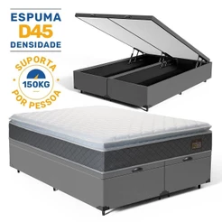 Cama Box Baú com Colchão de Espuma D45 Pillow Top Fort Comfort Queen 158cm