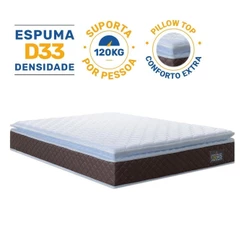 Colchão de Espuma D33 Pillow Top Comfort Luxo Casal 138cm