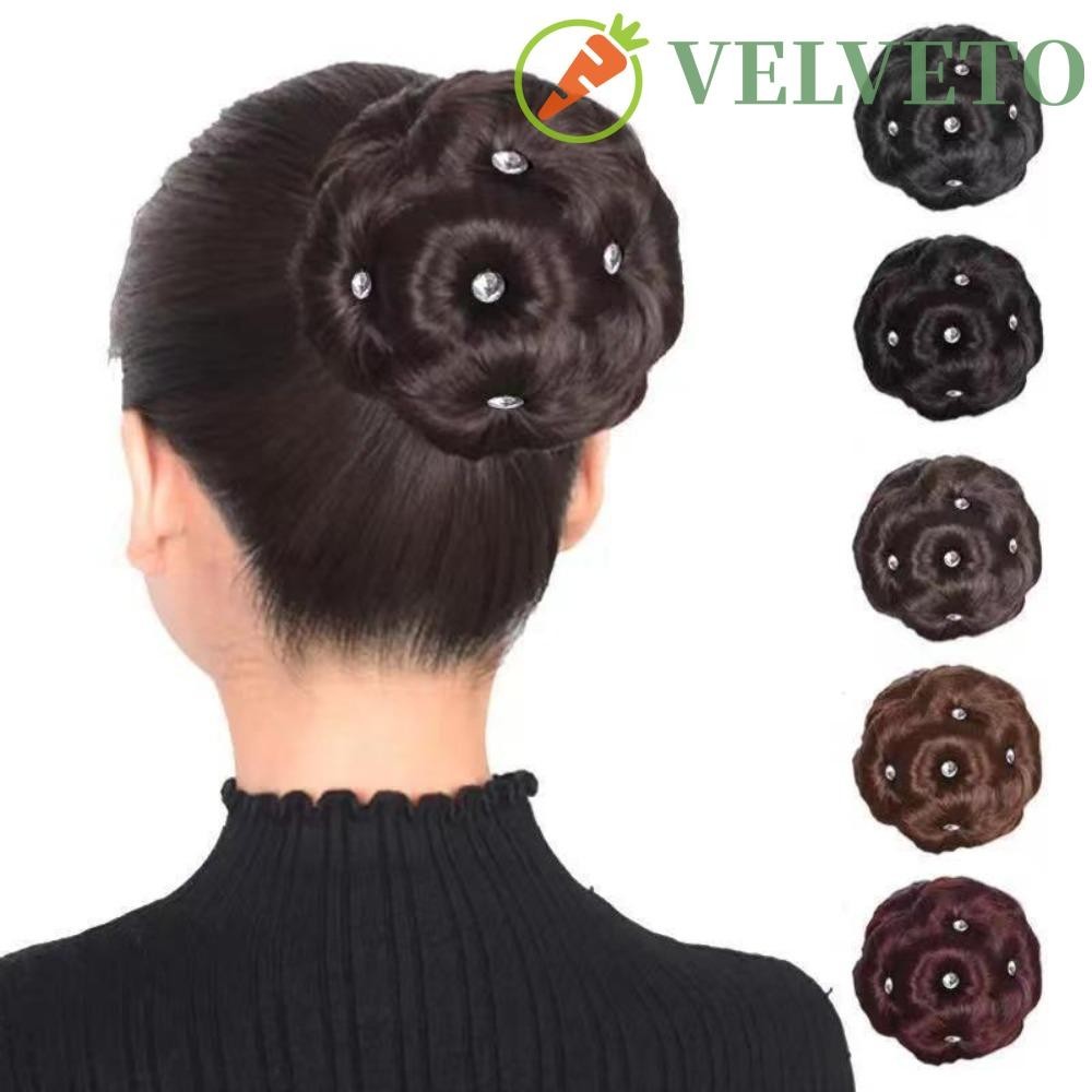 Coque De Cabelo Sintético ELVETO , Donut Flor Anel Nove Flores , Encaracolado Pequeno em Oferta na Shopee