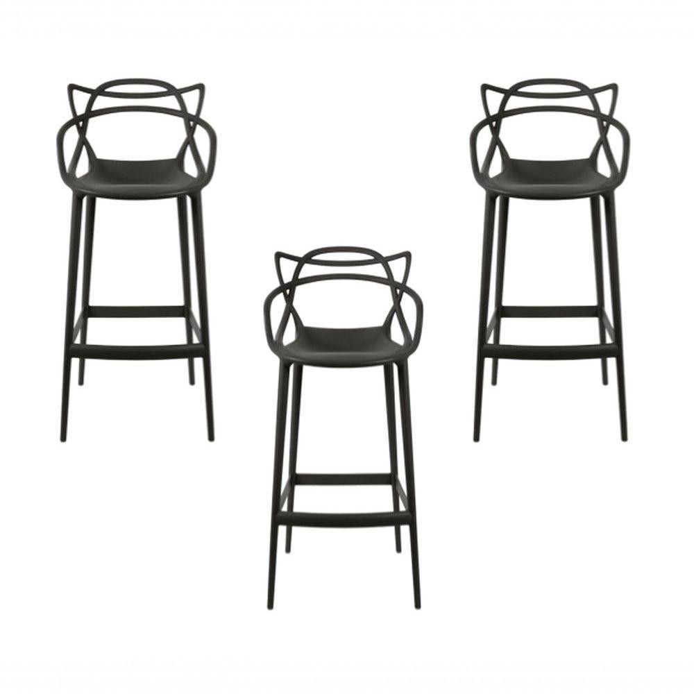 Kit 3 X Banquetas Médias Masters Allegra 66 Cm Preto em Oferta na Shopee
