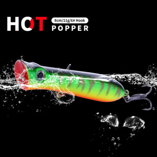 HENGJIA 1PCS Topwater Popper Wobblers Iscas Plásticas De Pesca 8cm/11g Bass Pike Carp Crankbait Isca Dura Artificial em Oferta na Shopee