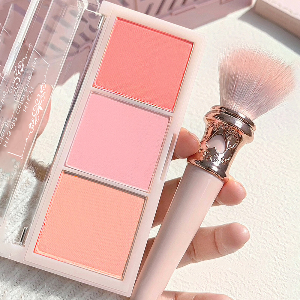 Imagem Hisyi Tricolor Blush Natural Color Delicado Pó Não Voador Maquiagem em Pó Mate Maquiagem Clara Vitality Girl Blush