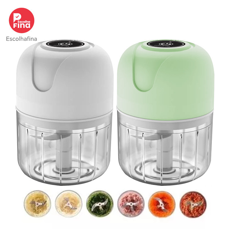 Mini Processador Elétrico Moedor Carne Vegetais Alho Fruta Amendoim Recarregável USB 250ml