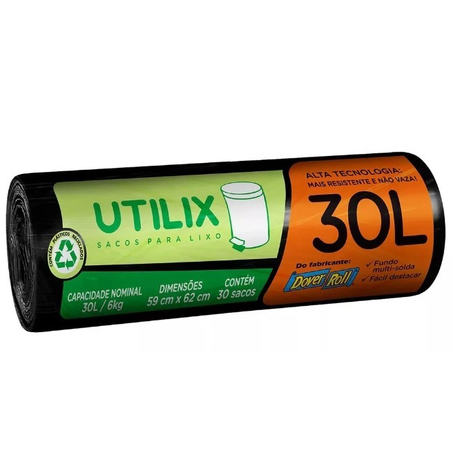 Saco P/ Lixo 30L Utilix Preto 30Un em Oferta na Shopee