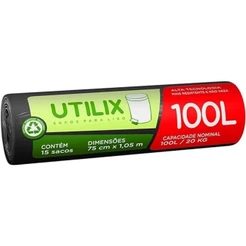 Saco P/ Lixo 100L Utilix Preto 15Un