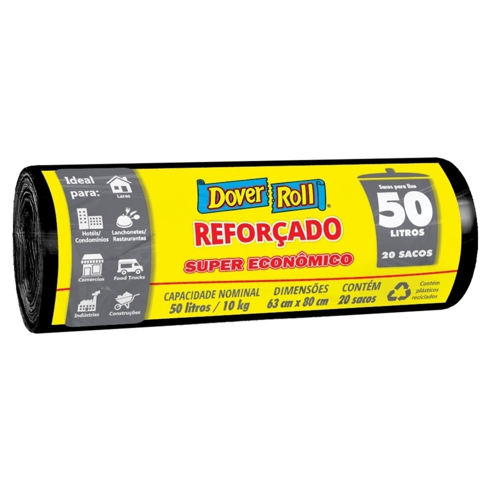 Saco P/ Lixo 50L Dover Roll Reforçado Super Econômico 20Un em Oferta na Shopee
