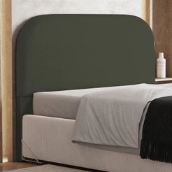 Cabeceira Cama Box Casal 140cm Orgânica Lanna W01 Linho Verde Musgo - Lyam Decor
