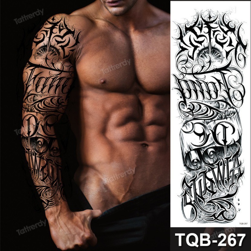 Adesivo De Tatuagem Temporária À Prova D'água , Braço Inteiro , Tamanho Grande , Corporal , Henna Preta , Sexy , Tatuage