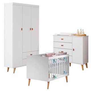 Quarto De Bebê Duda Com Berço Americano Ludmila Branco Acetinado Bétula - Carolina em Oferta na Shopee