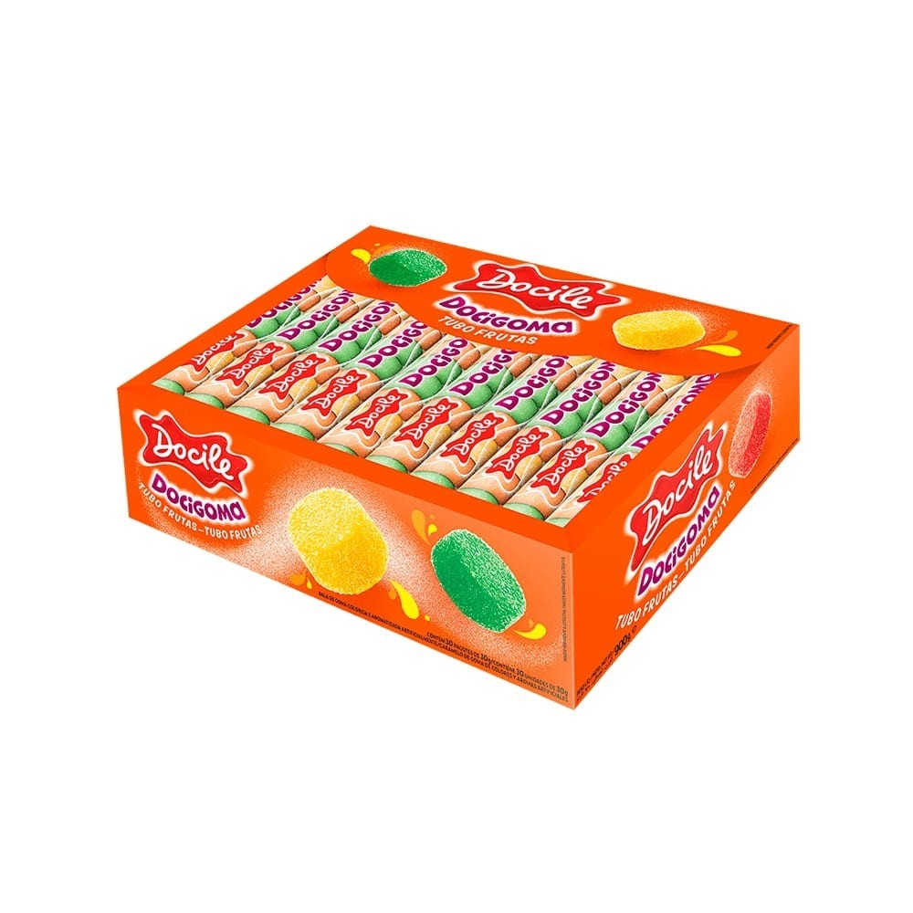 Bala de Goma Tubo Sortido com 30un de 8g cada - Docile