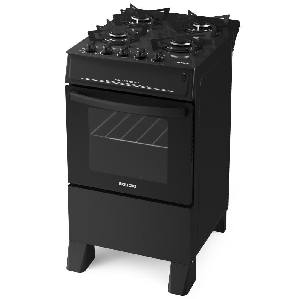 Fogão a Gás Electra Glass New 4 Bocas Vidro Temperado 48 Litros Itatiaia Preto