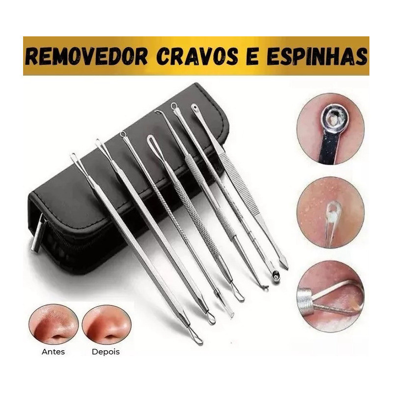 Stainless Steel Cureta Espremedor Inox Poros Acne Tool Set