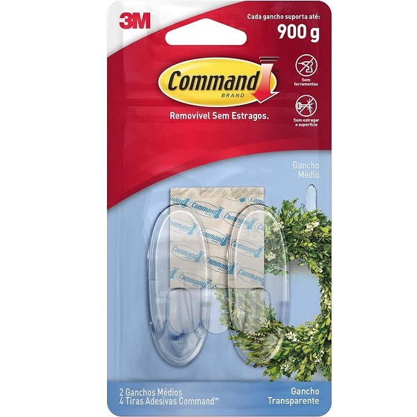 Gancho Adesivo Command Medio ATE 900G 2 Unidades 3M - Home & Living