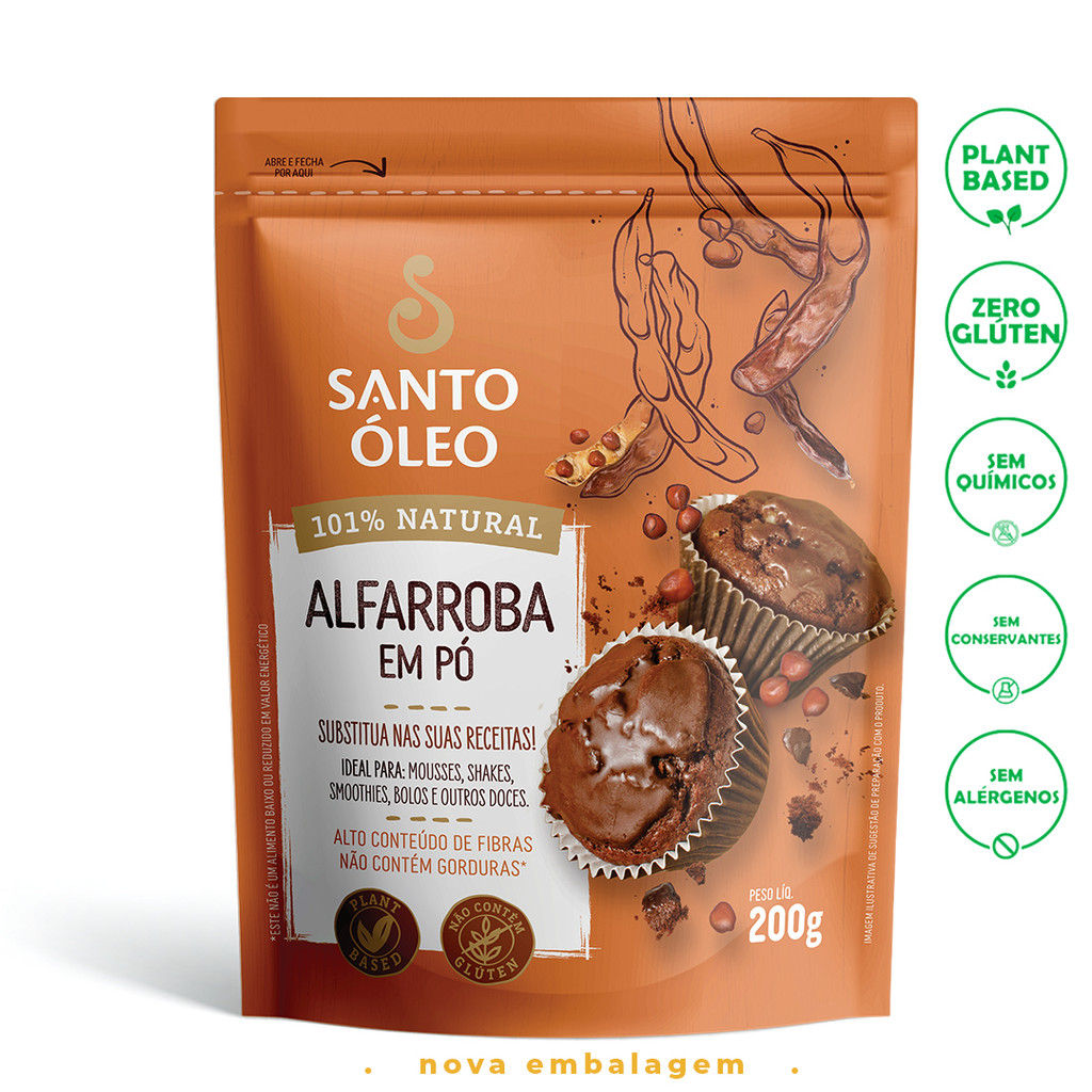 Alfarroba em Pó Premium 100% Natural 200g - Santo Óleo em Oferta na Shopee