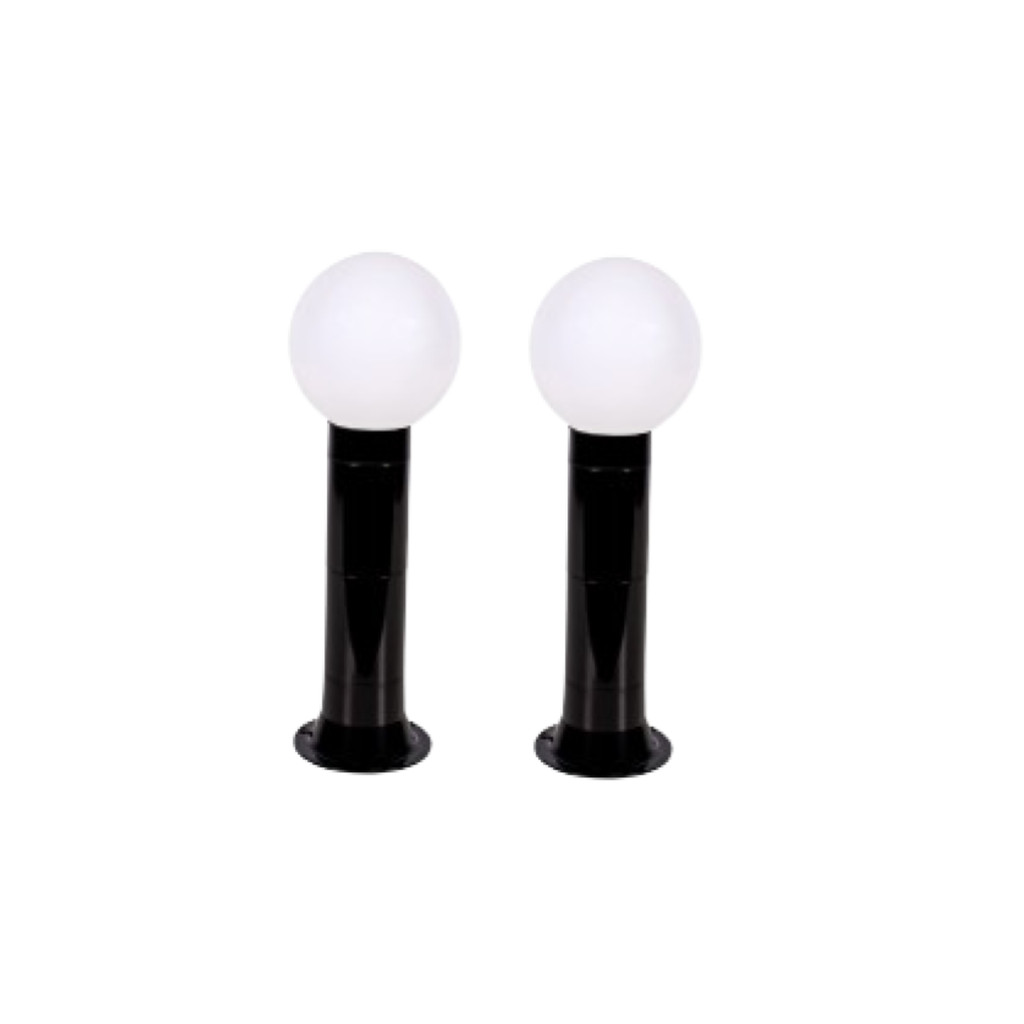 Poste Balizador Luminária Globo Jardim 55cm Preto Kit 2