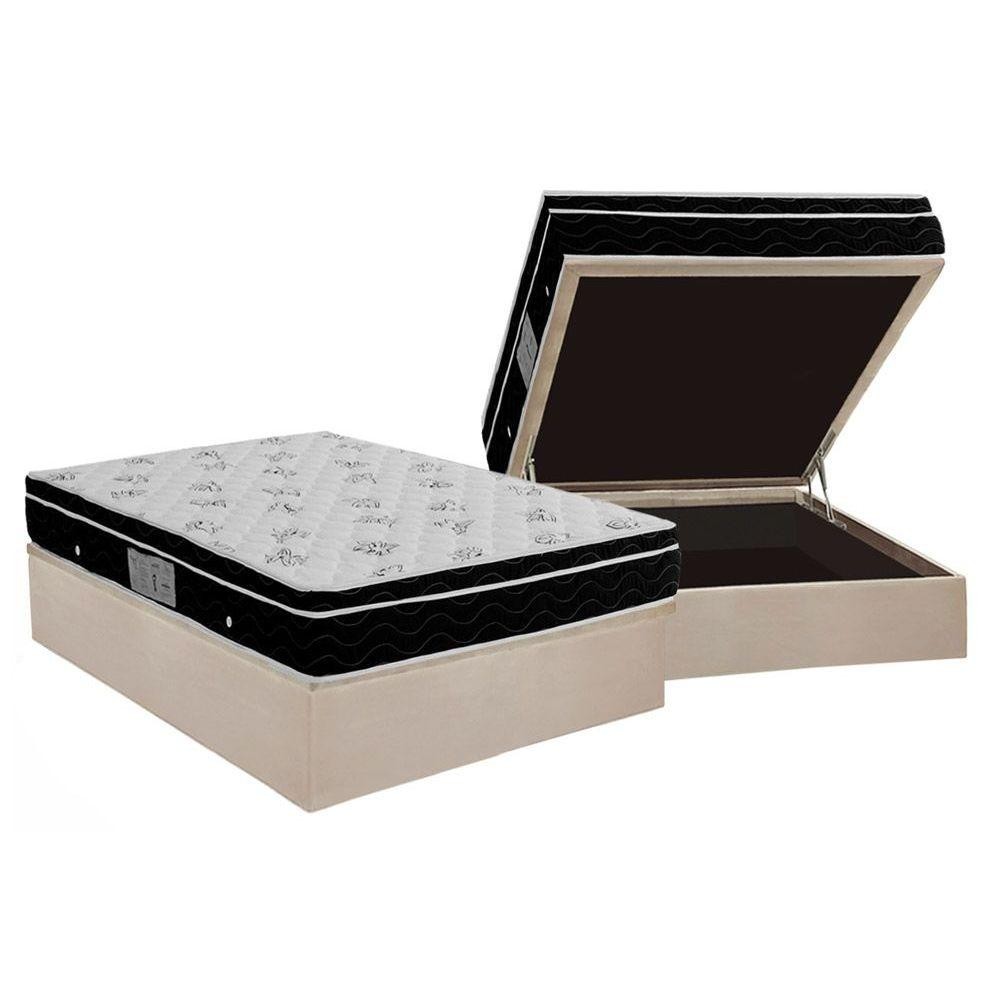 Conjunto Box Baú Casal: Colchão Molas Ortobom Nanolastic Physical + Base CRC Suede Clean(138x188) em Oferta na Shopee