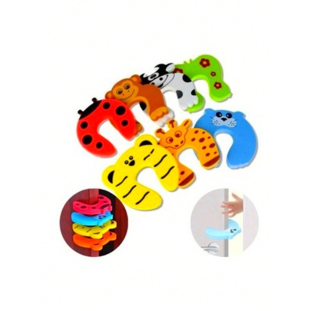 kit 2 Parador Para Portas Design Divertido Bichos Calco de Porta Infantil De Animais
