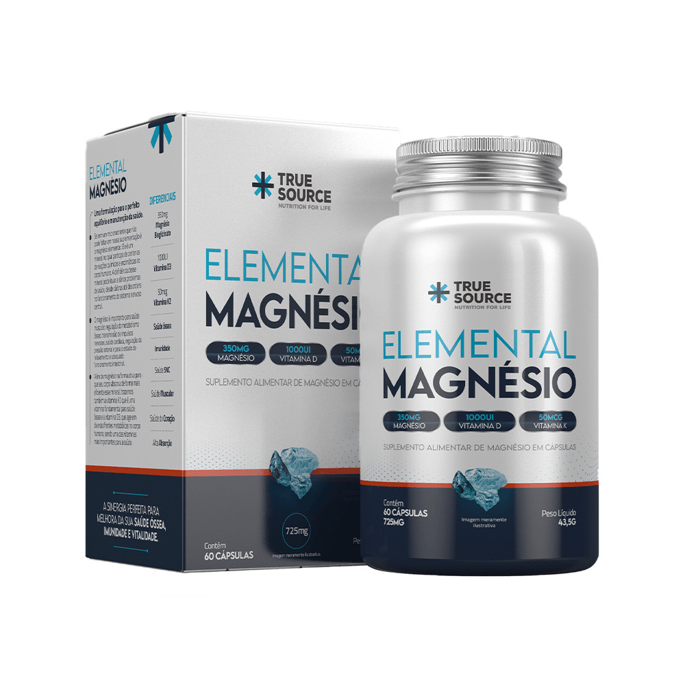 Elemental Magnesio 60 Cápsulas True Source em Oferta na Shopee