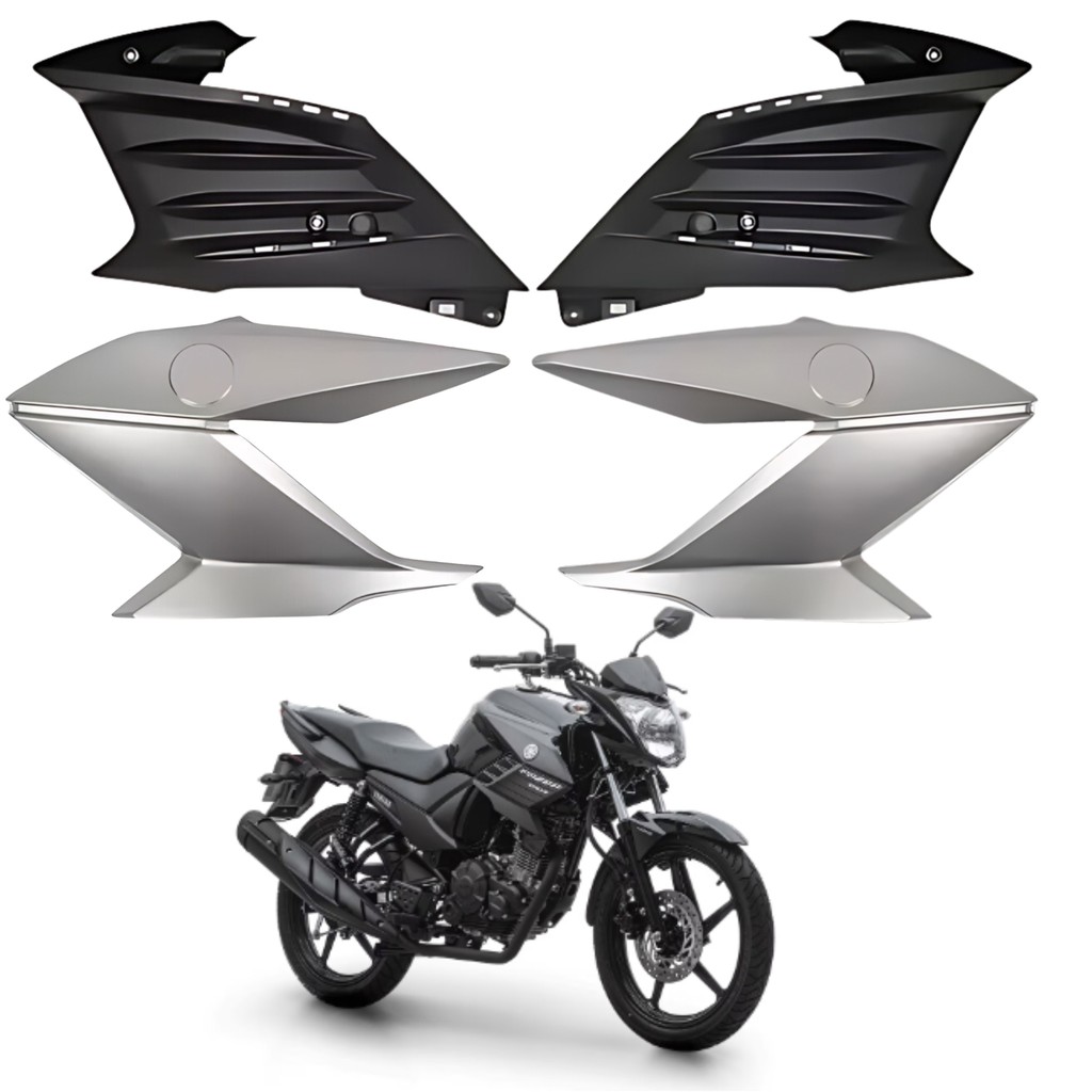 KIT CARENAGEM ALETA ABA COMPLEMENTO FAZER 150 PRATA FOSCO 2019 TODOS MODELOS PARAMOTOS YAMAHA
