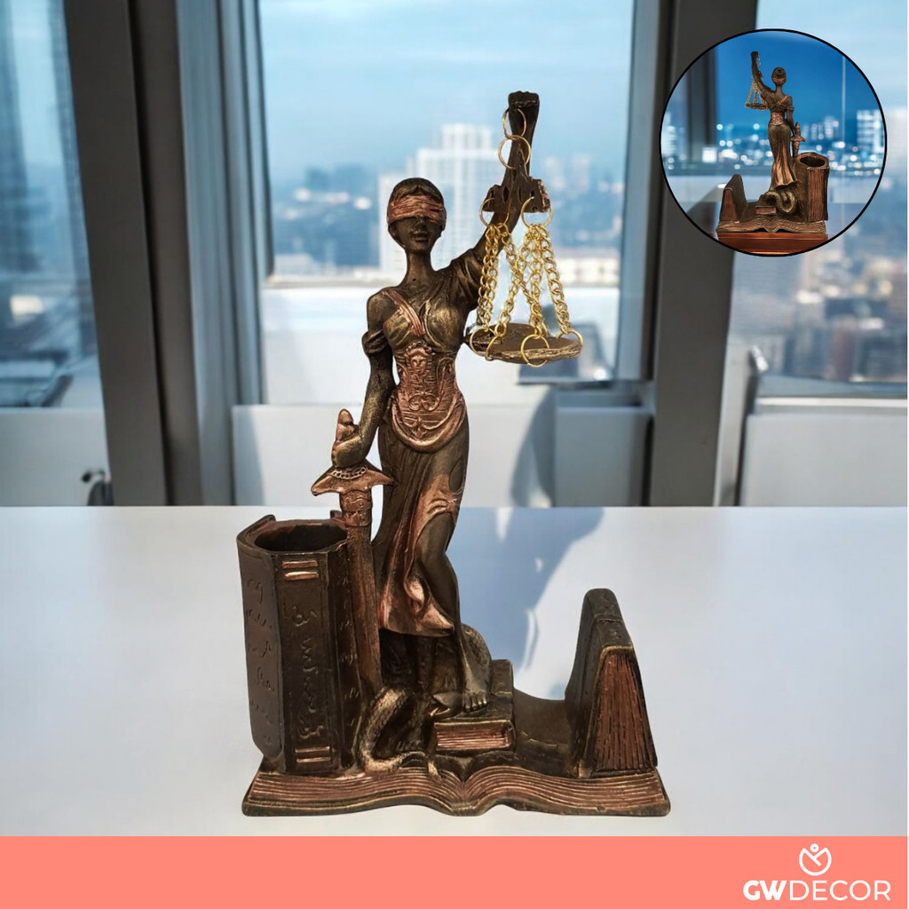 Themis Deusa da Justiça Estatua Resina Escritório Advogados 20cm