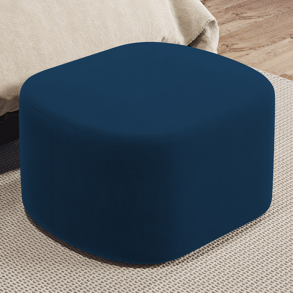 Puff Decorativo Orgânico para Living Quarto 70cm Doha W01 Suede Azul Marinho - Lyam Decor em Oferta na Shopee
