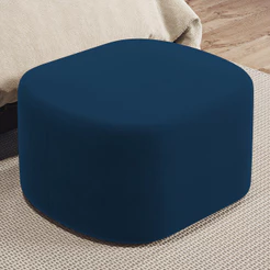 Puff Decorativo Orgânico para Living Quarto 70cm Doha W01 Suede Azul Marinho - Lyam Decor