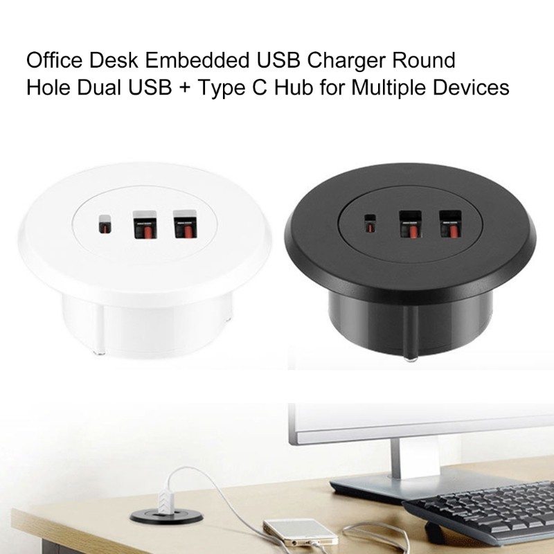 SUIT * Gerenciador De Cabos Com Ilhós De Mesa USB Tipo C De Múltiplas Portas Para Acessórios De Computador