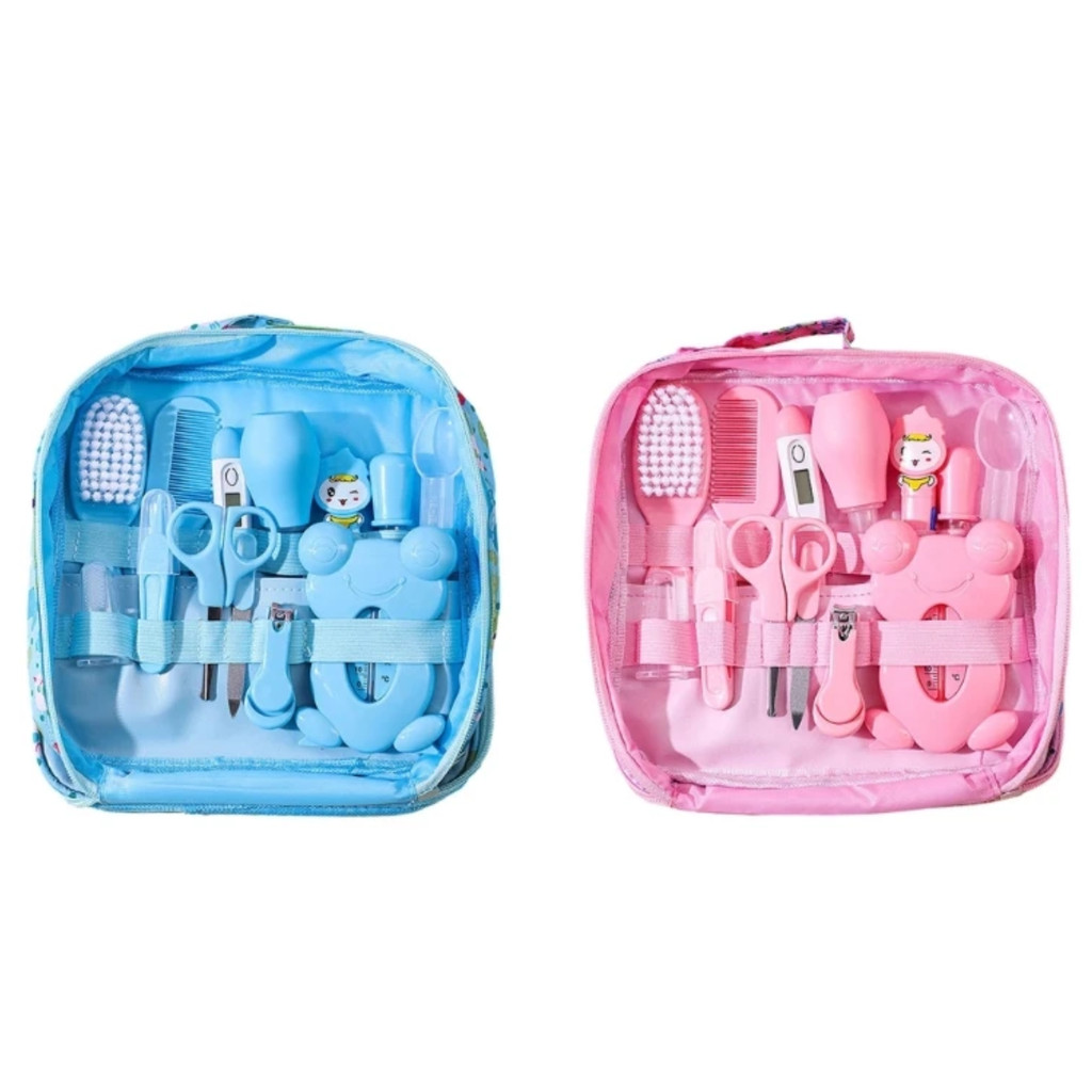 Kit Higiene Cuidados Bolsa Saúde Bebê Recém Nascido 13pçs Azul Rosa Objetos
