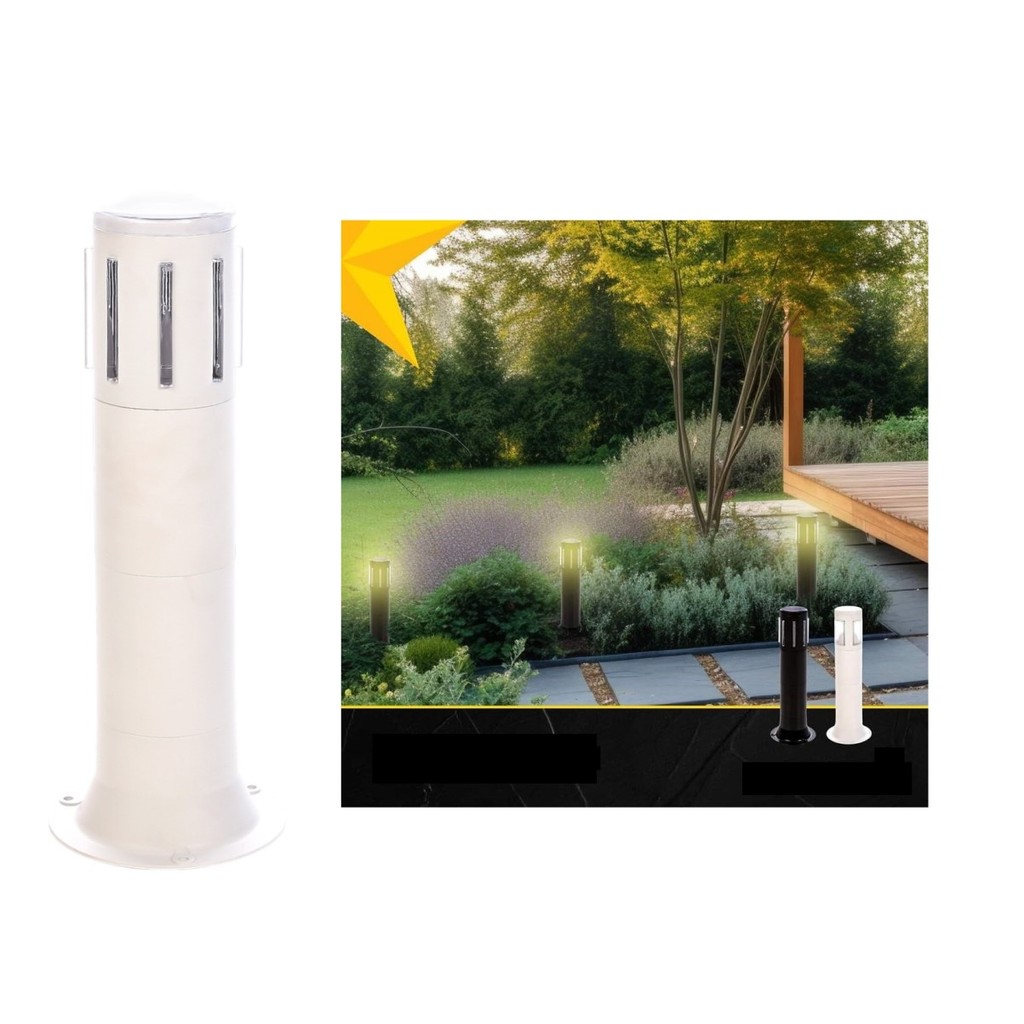 Poste Arandela Tube Light Aleta Tampa Fechada 39cm Branco